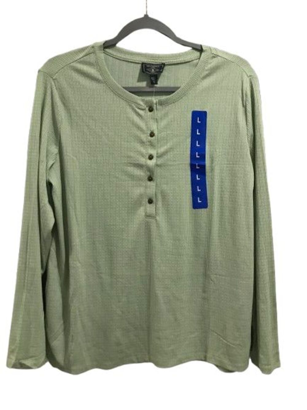 G.H. Bass & Co. Henley Top Women’s Large Long Sleeve Button Up Green